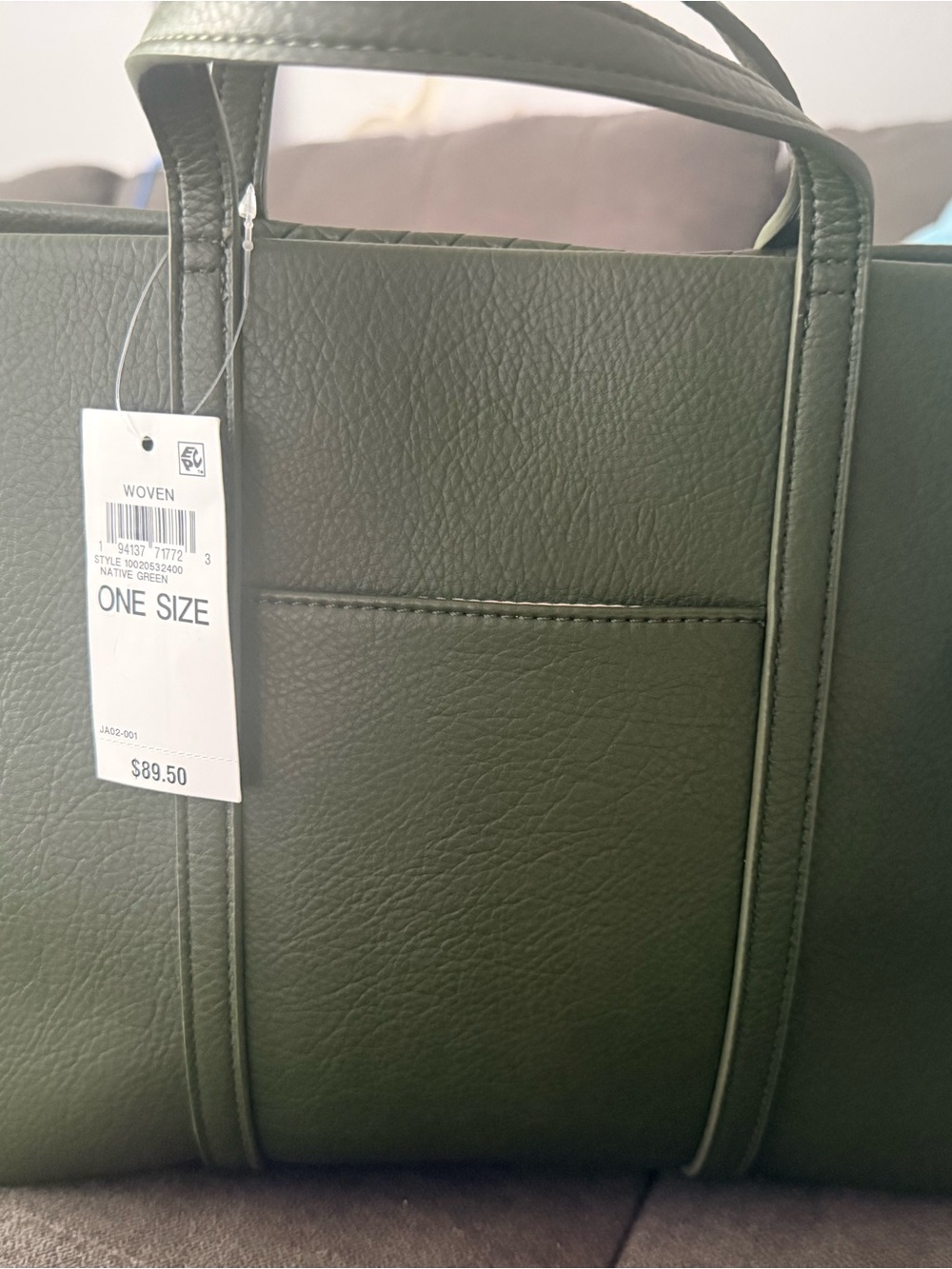 Style & Co. Olive Green Woven Tote